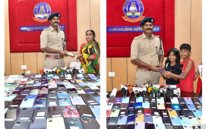 55, லட்சம் மதிப்புள்ள 335, செல்போன்கள் மீட்பு சைபர் க்ரைம் போலீசார் அசத்தல் உரியவரிடம் மாவட்ட எஸ்பி ஒப்படைத்தார்…